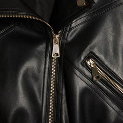Black Faux Leather Waisted Biker Jacket