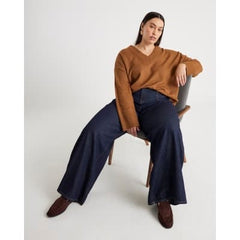 Indigo Mid Rise Tailored Baggy Wide Leg Jeans