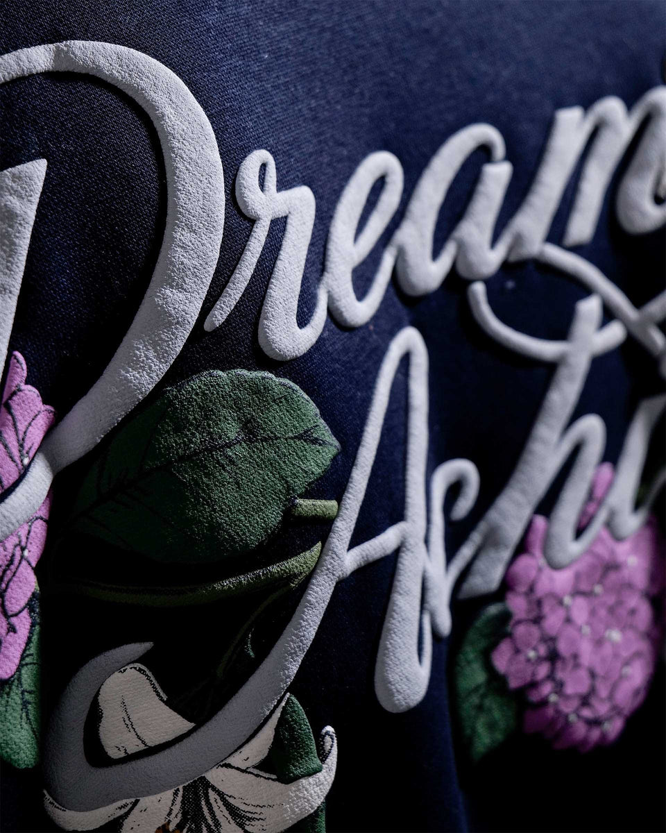 Dream Achieved - Navy Blue Oversized Printed Hoodie