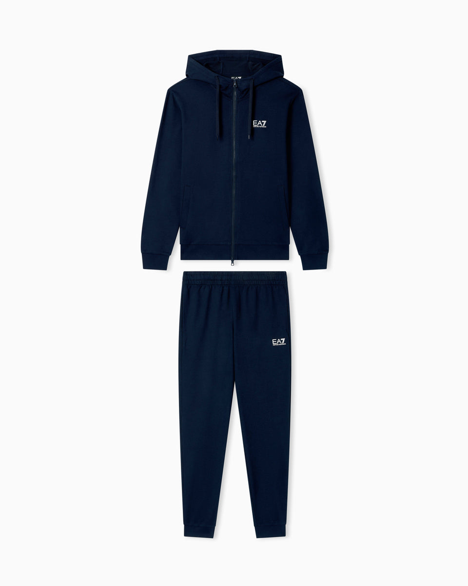EA7 Cotton two-piece suit with a zip hoodie Core Identity