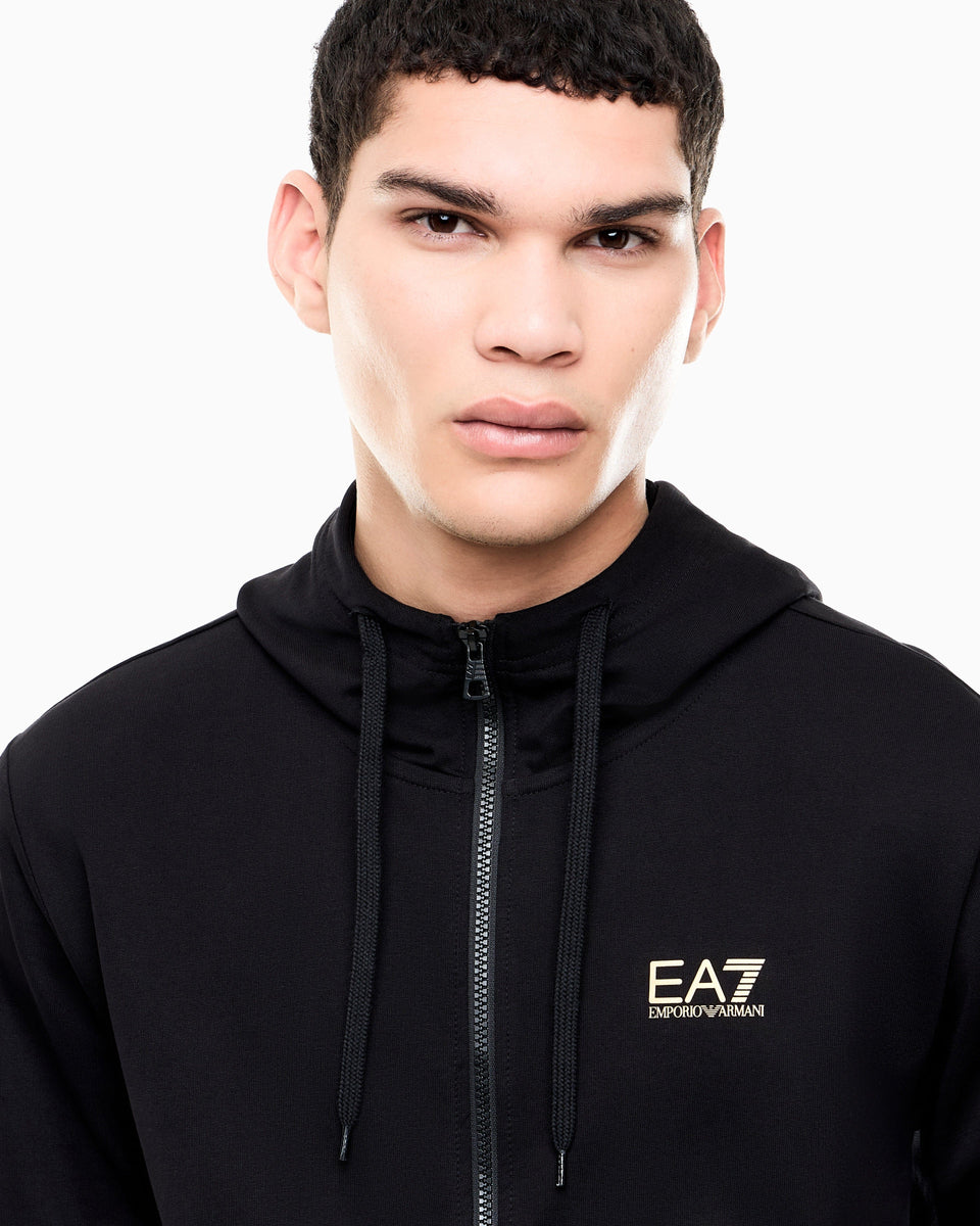 EA7 Cotton two-piece suit with a zip hoodie Core Identity