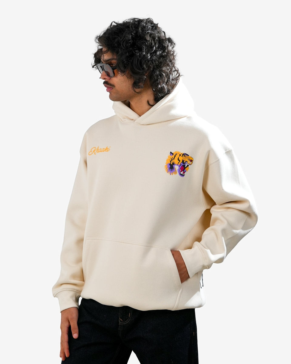 Ruthless - Off White Oversized Printed Hoodie