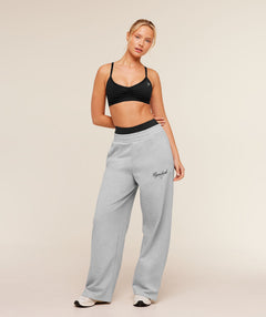 Women's Gymshark Script Embroidery Joggers Light Grey Core Marl