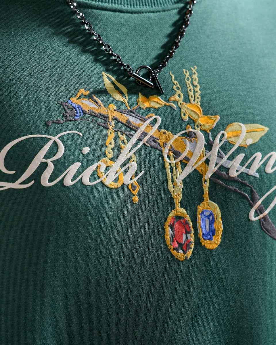 Rich Wings - Teal Oversized Printed Sweatshirt