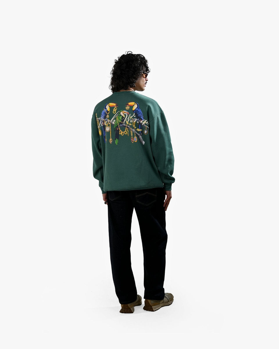 Rich Wings - Teal Oversized Printed Sweatshirt