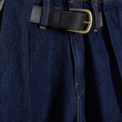 Petite Blue High Rise Pleated Wide Leg Jeans