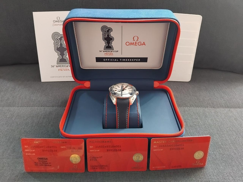 Omega Seamaster Planet Ocean 600m America's Cup Limited Set complet :boite cartes porte carte mode d'emploie etc