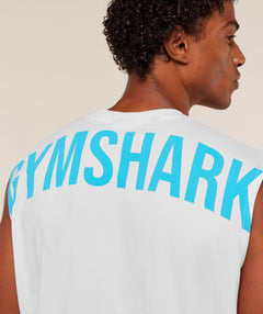 Gymshark Power Cut Off Tank - GS White/GS Brand Blue