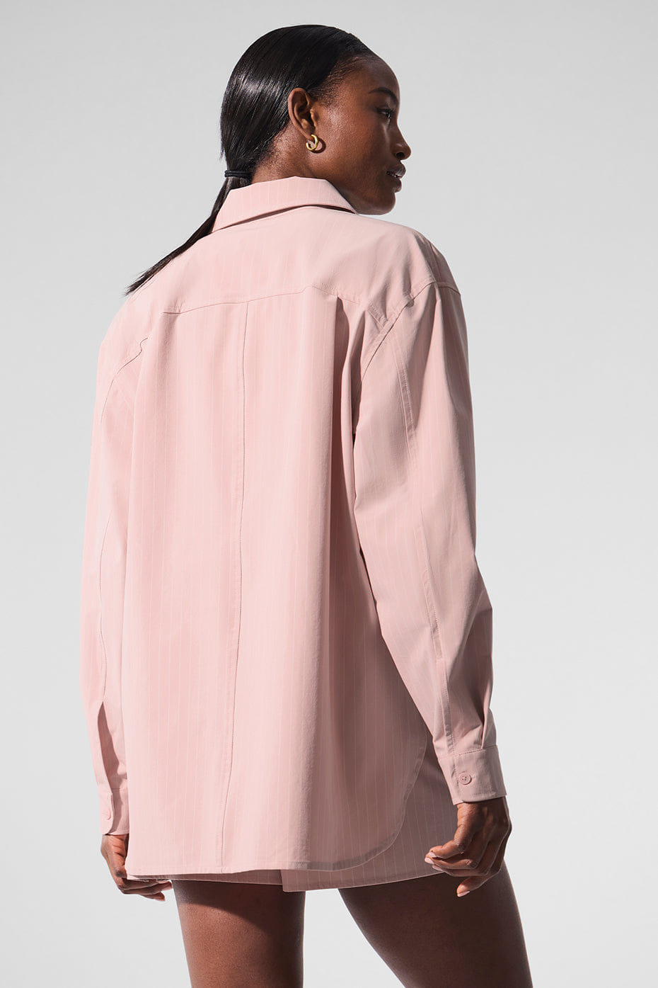 Alo Yoga Pinstripe Daylight Button Down Long Sleeve