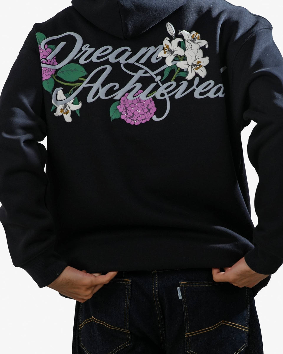 Dream Achieved - Black Oversized Printed Hoodie