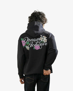 Dream Achieved - Black Oversized Printed Hoodie