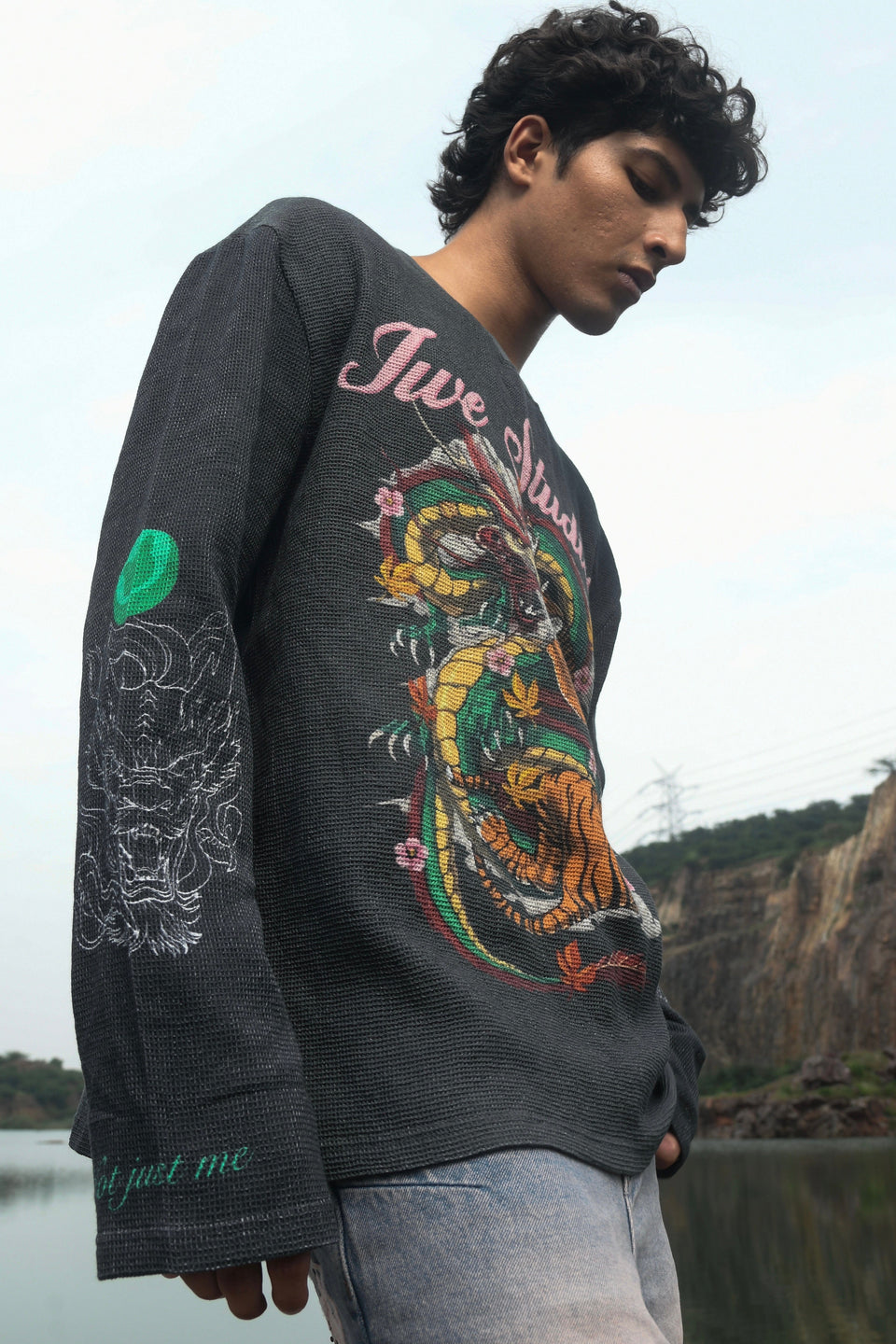 Dragon x Tiger Waffle Full Sleeve T-Shirt