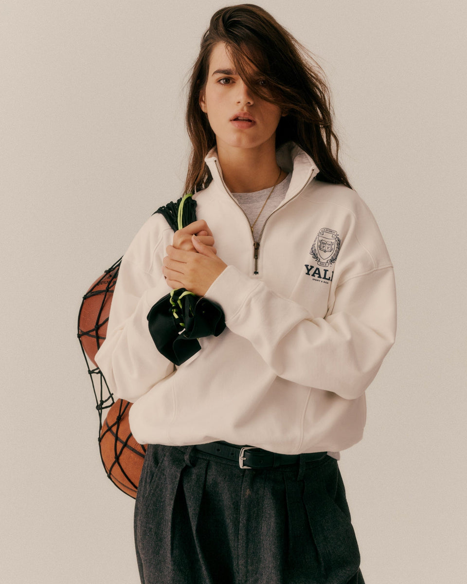 Yale Crest Quarter Zip - White/Navy