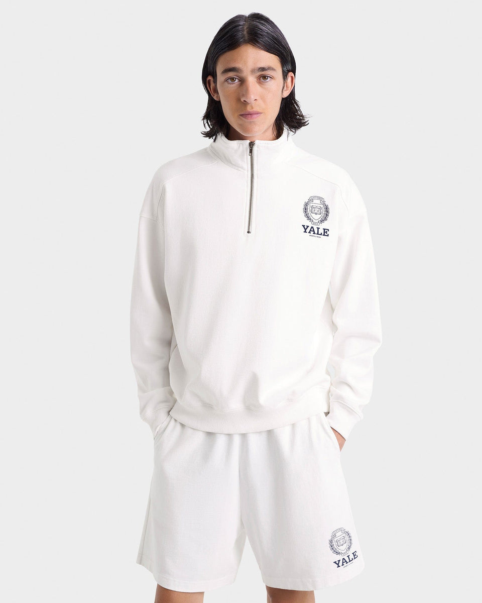 Yale Crest Quarter Zip - White/Navy