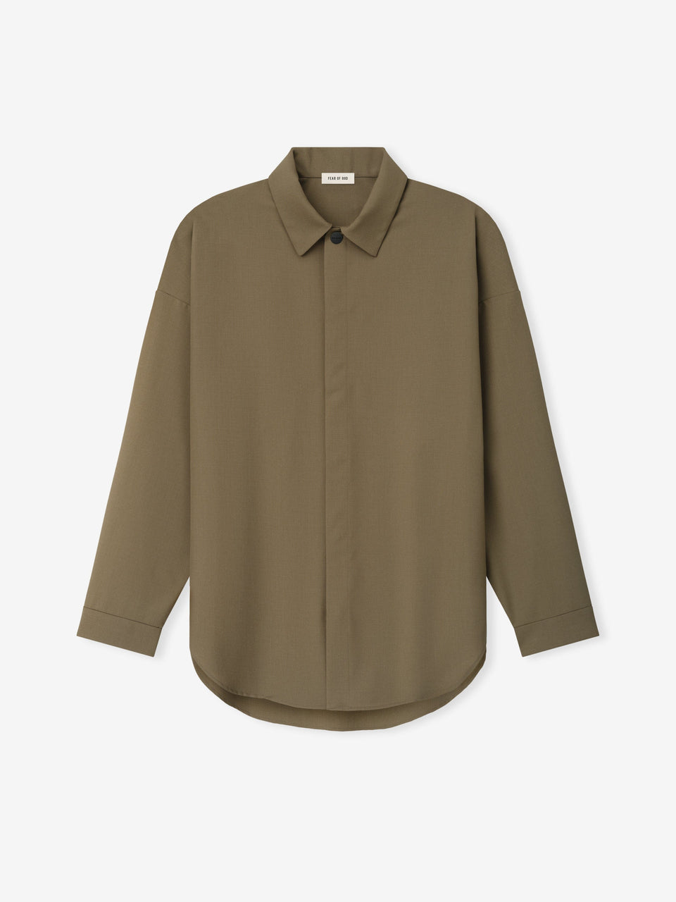 Essentials Wool Poplin Relaxed Shirt Clay