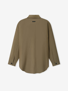 Essentials Wool Poplin Relaxed Shirt Clay