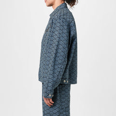Seigaiha Wave Pattern Structured Denim Jacket
