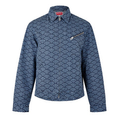 Seigaiha Wave Pattern Structured Denim Jacket