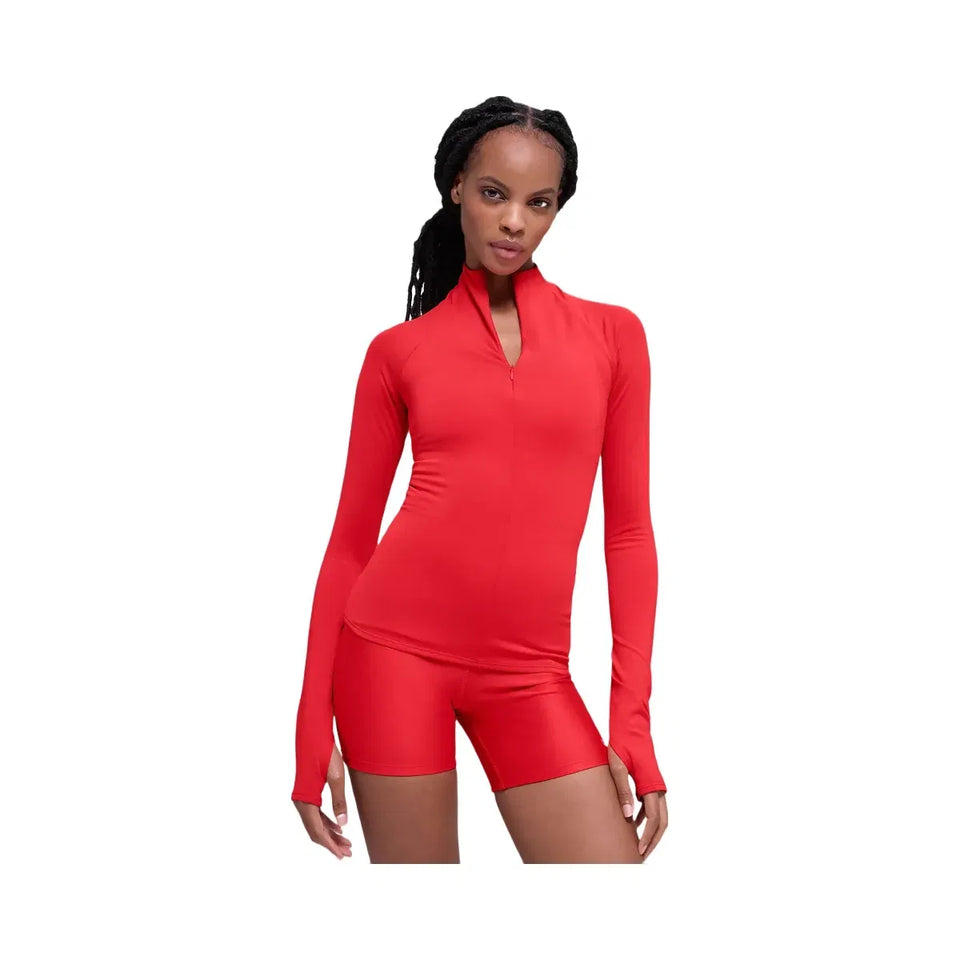 Alo Women's Airlift Winter Warm 1/4 Zip Long Sleeve - Bright Red