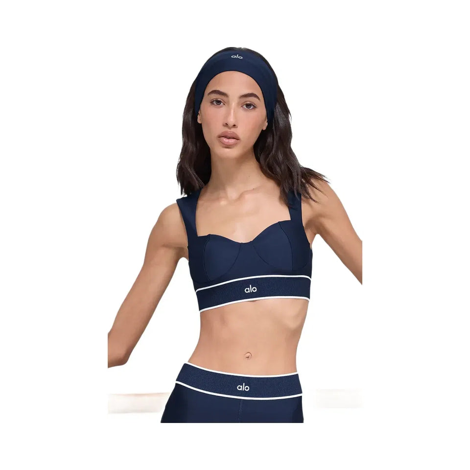 Alo Women's Airlift Alignment Bra - Navy/White