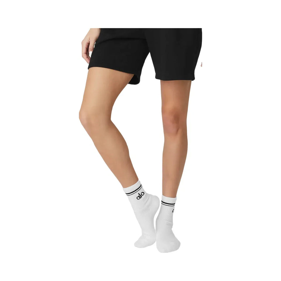 Alo Unisex Half-Crew Throwback Sock - White/Black