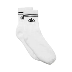 Alo Unisex Half-Crew Throwback Sock - White/Black