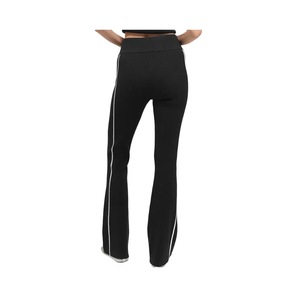 Alo Women's Ribbed Sweater Knit Highline Flare Pant - Black/White