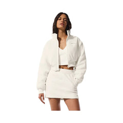Alo Women's Polar Fleece Cropped Wintry Mix Jacket - Ivory