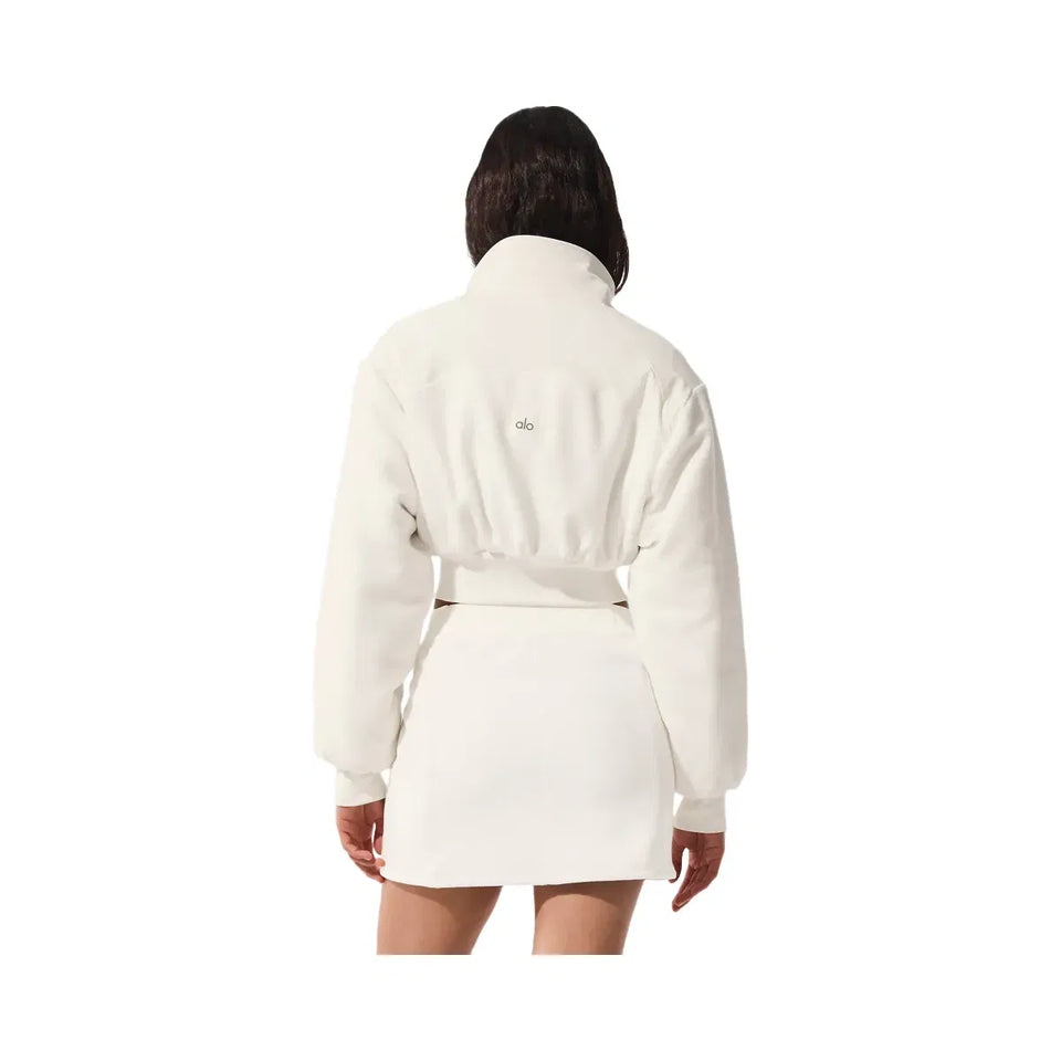 Alo Women's Polar Fleece Cropped Wintry Mix Jacket - Ivory