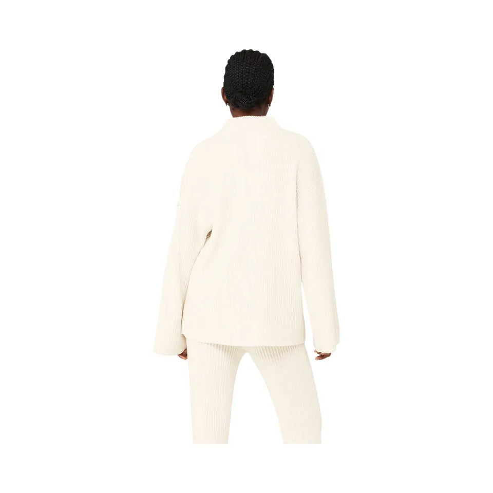 Alo Women's Cashmere Ribbed Winter Dream Mock Neck Coverup - Ivory