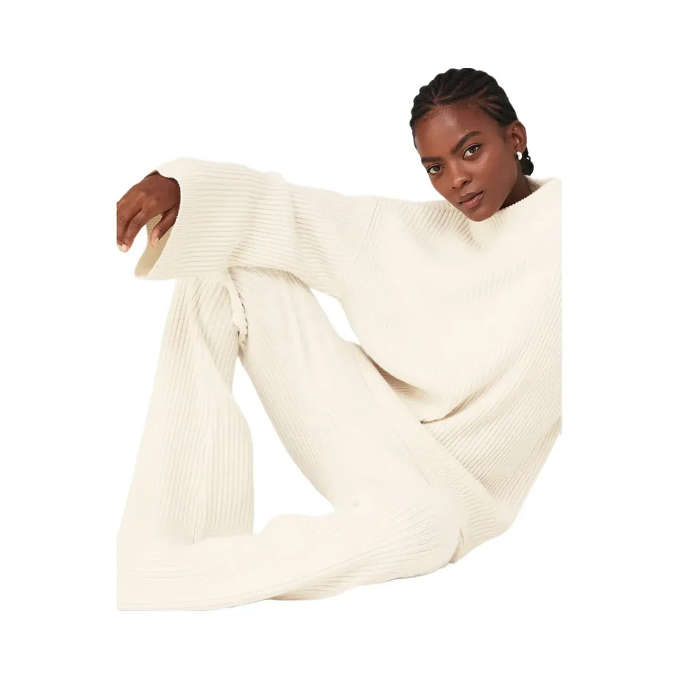 Alo Women's Cashmere Ribbed Winter Dream Mock Neck Coverup - Ivory