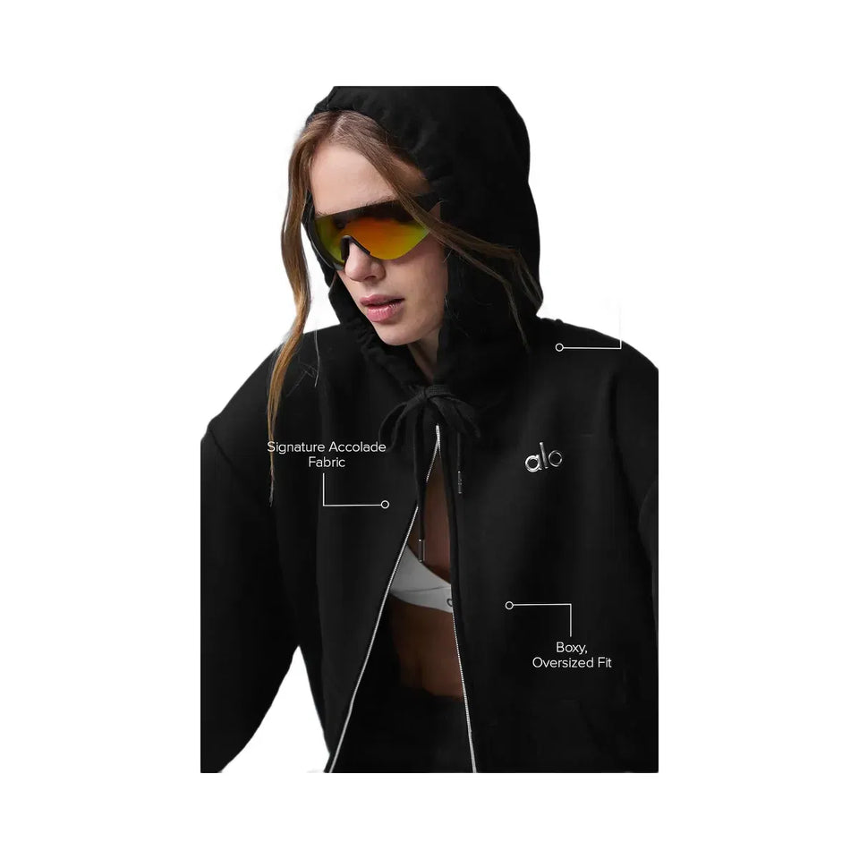 Alo Women's Accolade Full Zip Hoodie - Black