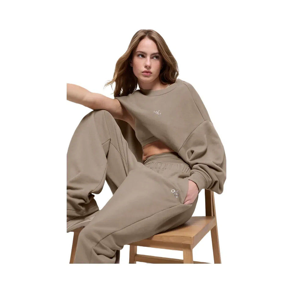 Alo Women's Accolade Crew Neck Pullover - Gravel