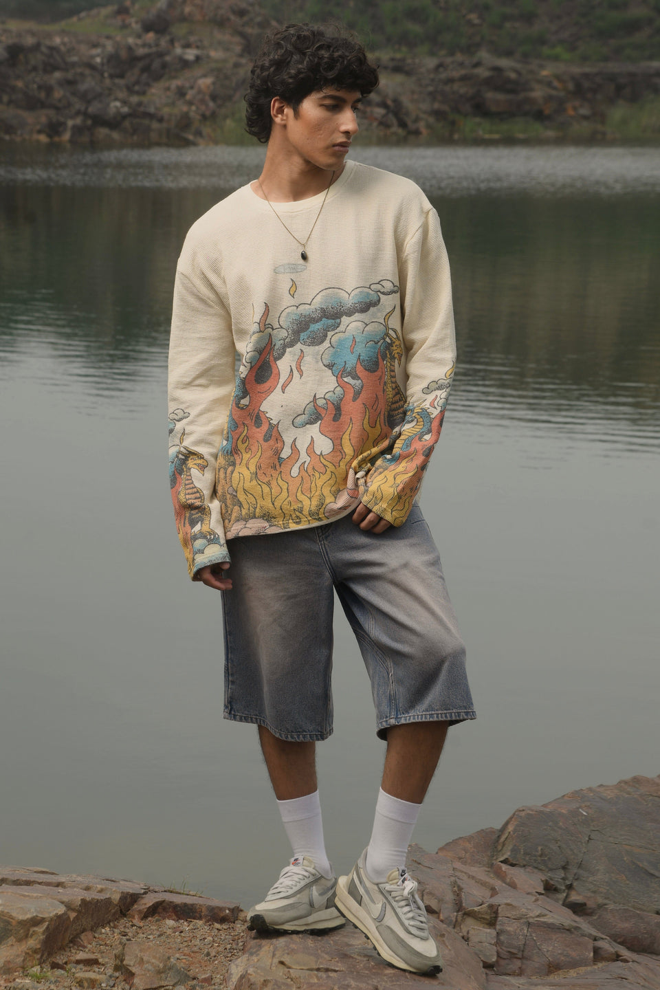 Duo Dragon Full Sleeve Waffle T-Shirt
