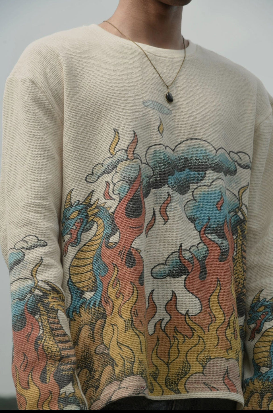 Duo Dragon Full Sleeve Waffle T-Shirt