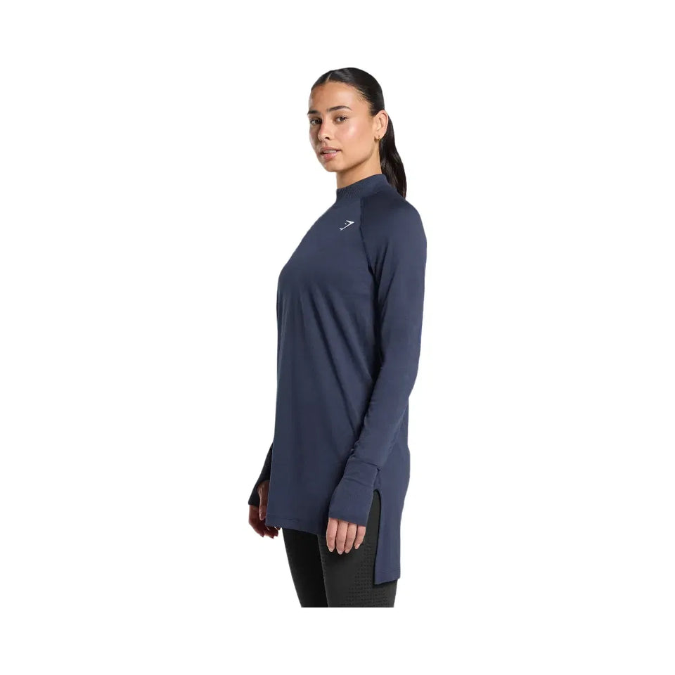 Gymshark Vital Long Line Top - Heavy Blue Marl