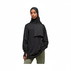 Gymshark Covered Longline Cotton Long Sleeve Top - Black
