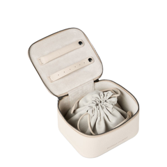 Zipper Grained Calfskin Jewelry Box - White