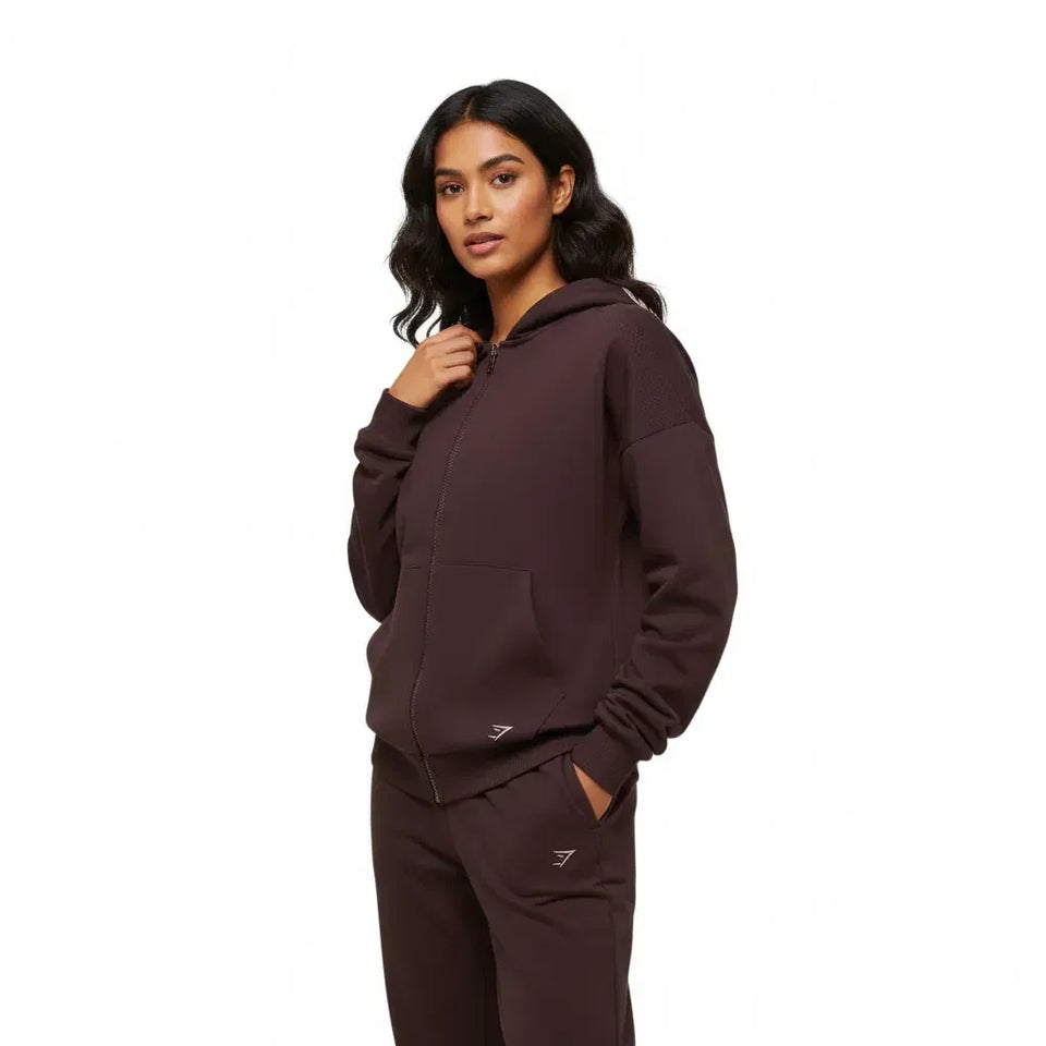Gymshark Embroidered Zip Up Hoodie - Cherry Purple