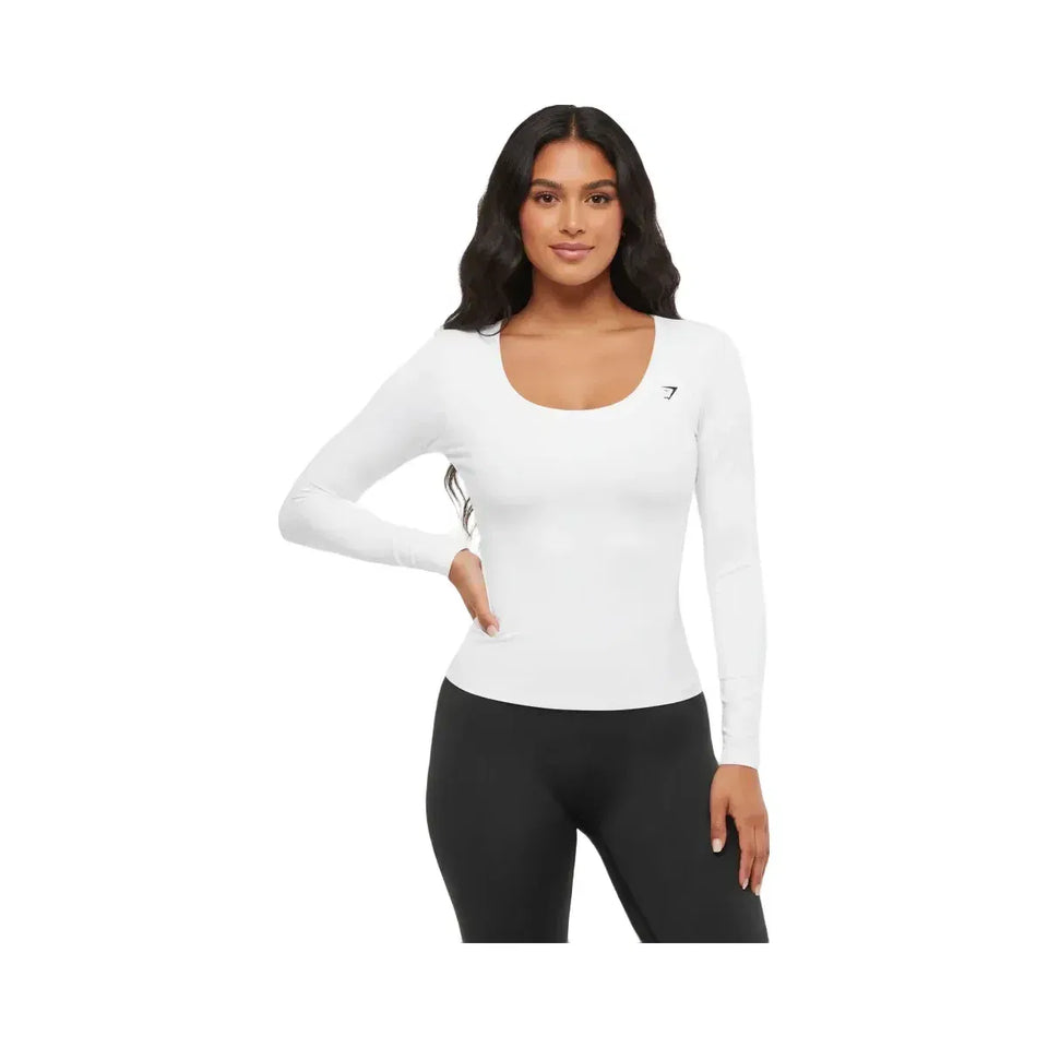 Gymshark Twist Back Long Sleeve Top White