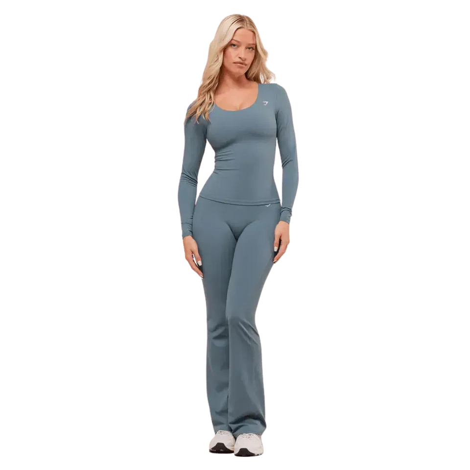 Gymshark Twist Back Long Sleeve Top Iron Blue