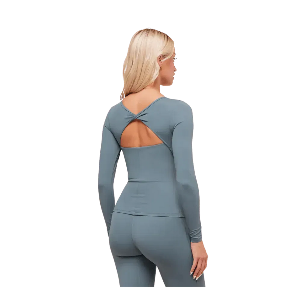 Gymshark Twist Back Long Sleeve Top Iron Blue