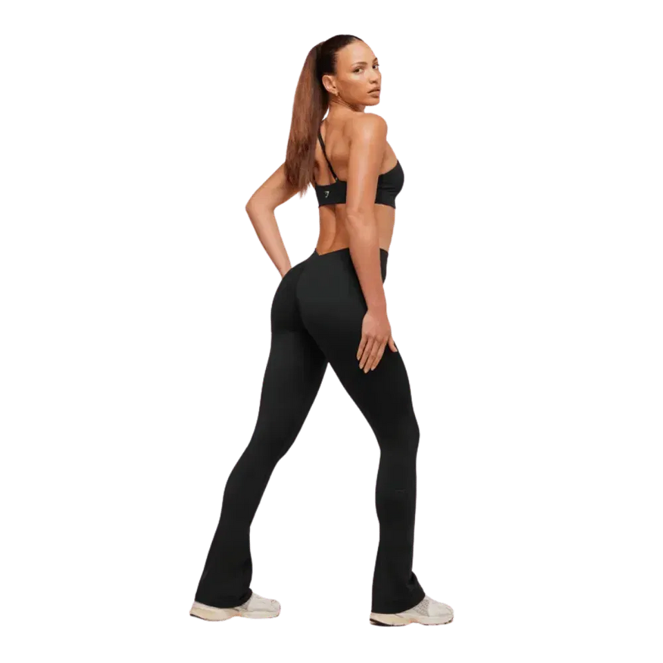 Gymshark Lifting Dipped Waistband Flared Leggings Black