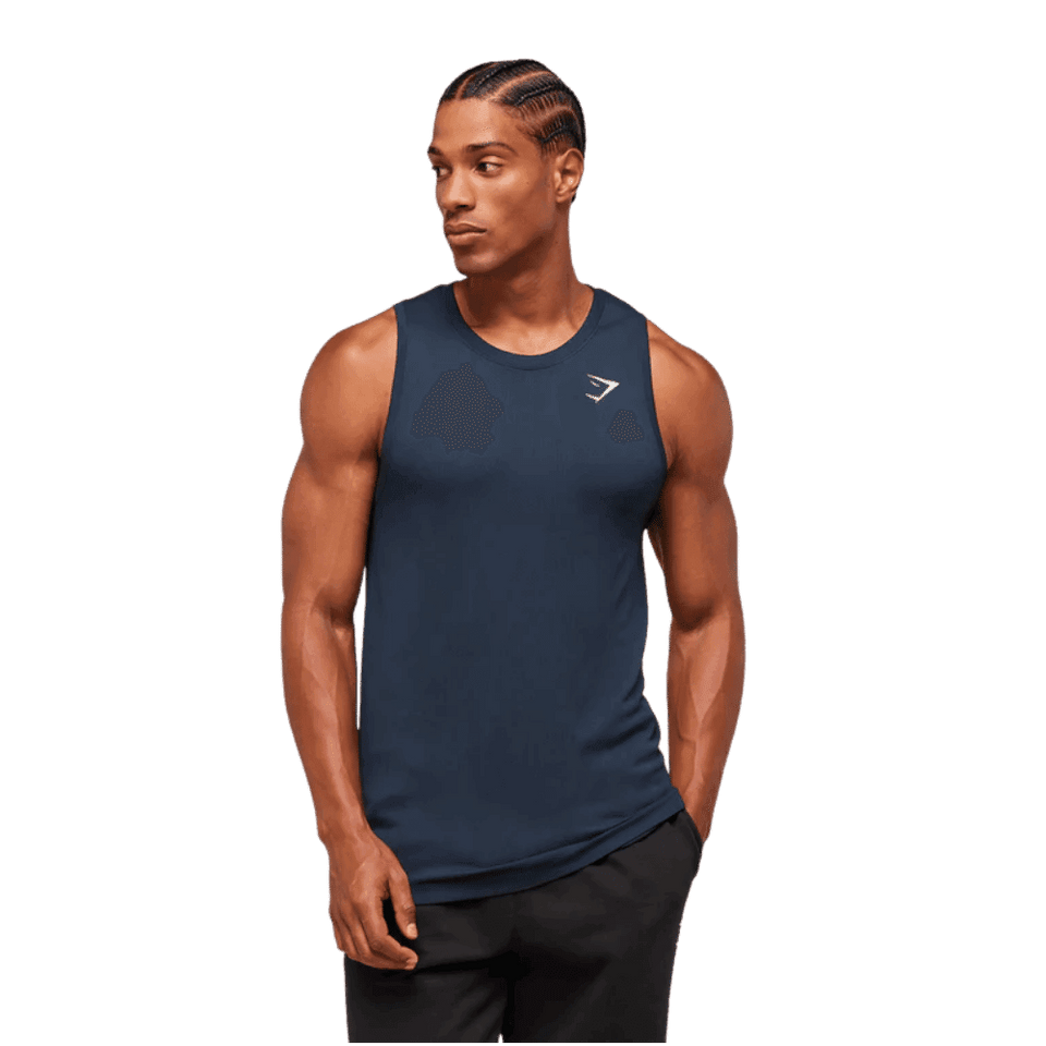 Gymshark Geo Seamless Tank Slim Fit Navy/Heavy Blue