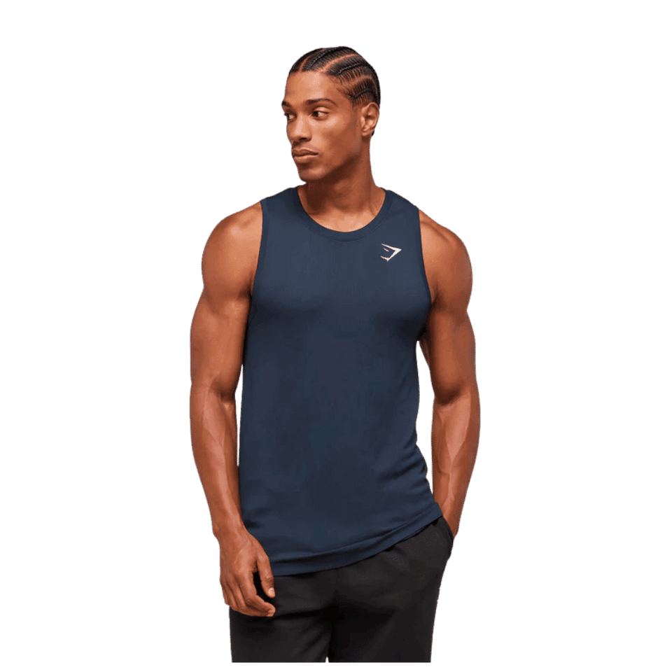 Gymshark Geo Seamless Tank Slim Fit Navy/Heavy Blue
