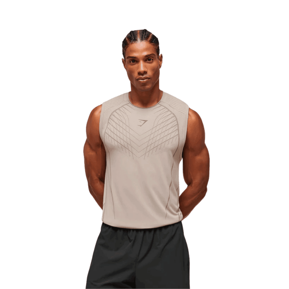 Gymshark Apex Seamless Tank Slim Fit Mushroom Grey/Pitch Grey