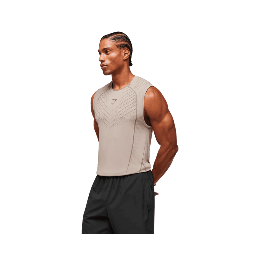 Gymshark Apex Seamless Tank Slim Fit Mushroom Grey/Pitch Grey