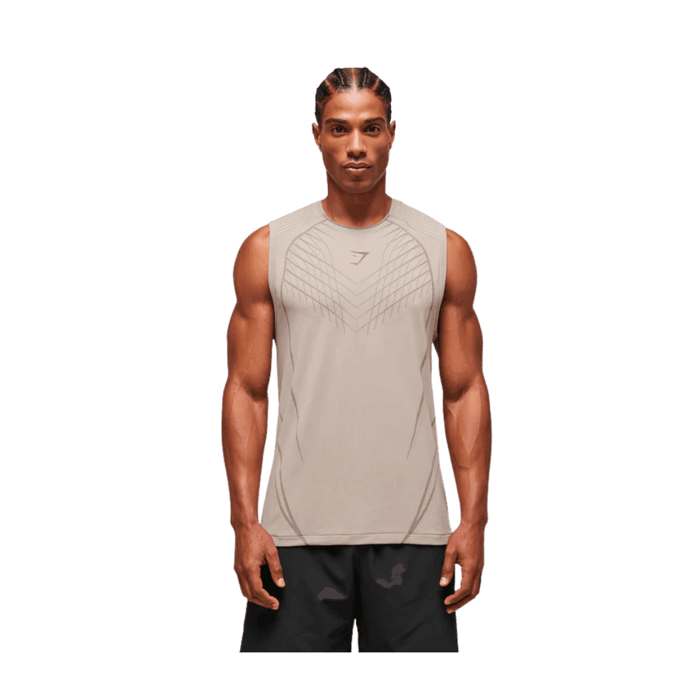 Gymshark Apex Seamless Tank Slim Fit Mushroom Grey/Pitch Grey