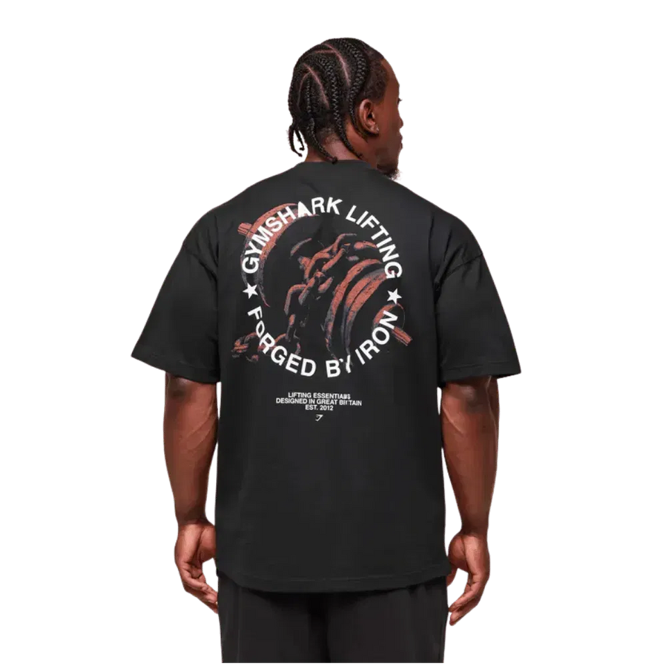 Gymshark Forged By Iron T-Shirt Extreme Oversized Fit Black