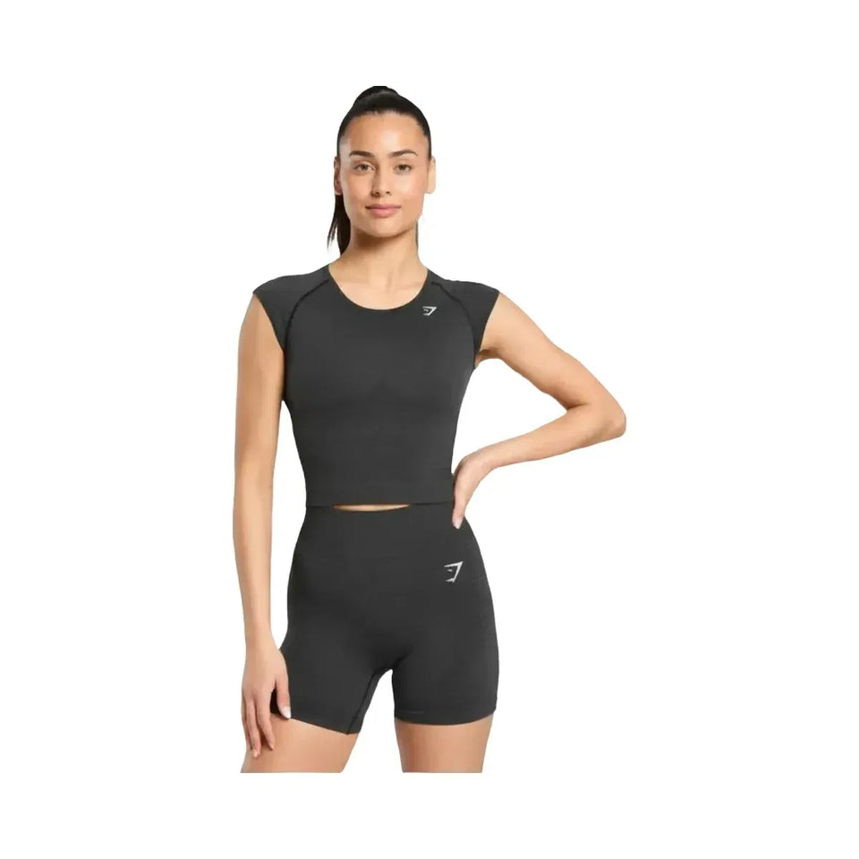 Gymshark Vital Scoop Neck Top Black Marl
